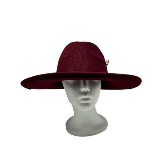 Free People Felt Hat in Merlot with Gold Tone Bling Pin Detail OS NWT main image 6